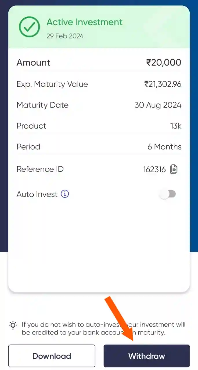 13 Karat investment withdrawal